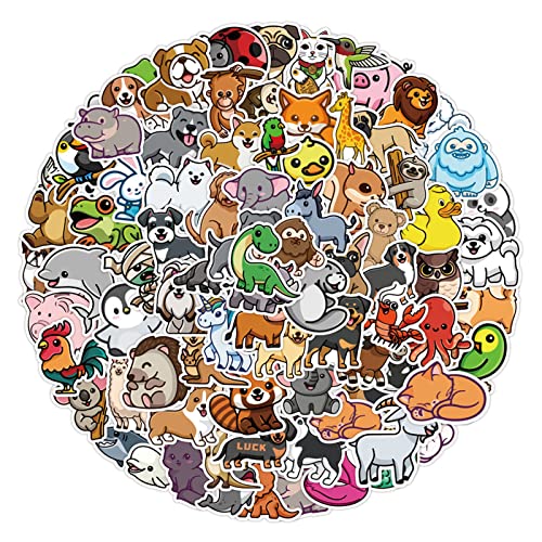 Sticker Tiere Aufkleber Kinder - 100 Stück, Sticker Kinder mit Tiermustern, Wasserfest, Lustige Karikatur Tiermuster Sticker für Jungen Mädchen von NAVK
