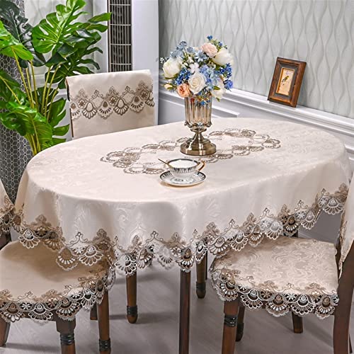 Home Spitze Tischdecken Ovale Tischdecke, Satin, bestickt, gefaltet, Teetisch, Europa, Esstischabdeckung, Tischdecke, Spitze, Kunst, Staubschutz, Stuhlabdeckung ( Color : B , Size : 140X200cm Oval ) von NAZARR