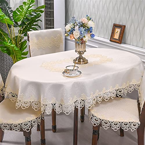 Home Spitze Tischdecken Ovale Tischdecke, Satin, bestickt, gefaltet, Teetisch, Europa, Esstischabdeckung, Tischdecke, Spitze, Kunst, Staubschutz, Stuhlabdeckung ( Color : I , Size : 140X200cm Oval ) von NAZARR