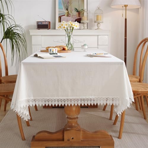 NAZARR Tischdecken Küche Haushalt Spitzentischdecke aus Baumwolle, ausgehöhlt, weiß, Bestickt, Couchtischdecke, Tischdecke, Hochzeitsdekoration(B,120x160cm) von NAZARR