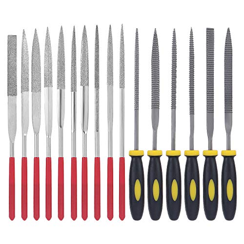 Generic FJYI 16 Pieces Needle Set Includes 6 Steel, 10 Diamond Files and for Shaping Metal, Plastic, Wood, Jewelry, Model, DIY Tool, Eisen von NBPOWER