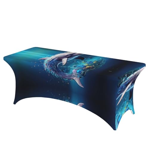 NBAGHPQ Einzigartige rechteckige Tischdecke mit 3D-Tier-Delfin-Druck, Funktionalität und Stil, Tischdecke, abwischbar NBAGHPQ Einzigartige rechteckige Tischdecke mit 3D-Tier-Delfin-Druck, Funktionalität und Stil, Tischdecke, abwischbar von NBAGHPQ