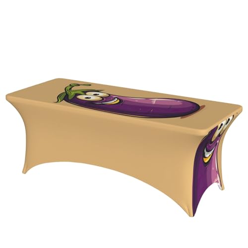 NBAGHPQ Rechteckige Tischdecke mit Cartoon-Auberginen-Druck, Funktionalität und Stil, Tischdecke, abwischbar von NBAGHPQ