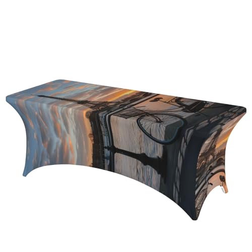 NBAGHPQ Rechteckige Tischdecke mit Eiffelturm-Fahrradaufdruck, Funktionalität und Stil, Tischdecke, abwischbar von NBAGHPQ