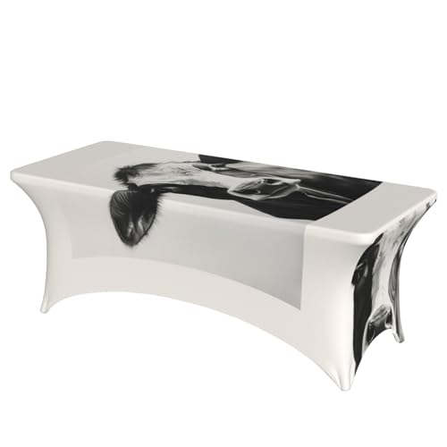 NBAGHPQ Rechteckige Tischdecke mit Kuhmotiv in Schwarz-Weiß, Funktionalität und Stil, Tischdecke, abwischbar von NBAGHPQ