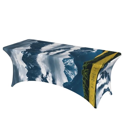 NBAGHPQ Rechteckige Tischdecke mit Landschaft mit Bergen und Wolken, Funktionalität und Stil, Tischdecke, abwischbar NBAGHPQ Rechteckige Tischdecke mit Landschaft mit Bergen und Wolken, Funktionalität und Stil, Tischdecke, abwischbar von NBAGHPQ