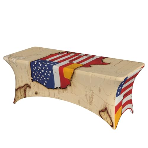 NBAGHPQ Rechteckige Tischdecke mit amerikanischer Spanien-Flagge, Funktionalität und Stil, Tischdecke, abwischbar von NBAGHPQ
