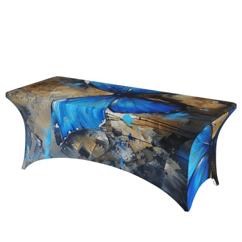 NBAGHPQ Rechteckige Tischdecke mit blauem Schmetterlings-Aufdruck, Funktionalität und Stil, Tischdecke, abwischbar NBAGHPQ Rechteckige Tischdecke mit blauem Schmetterlings-Aufdruck, Funktionalität und Stil, Tischdecke, abwischbar von NBAGHPQ