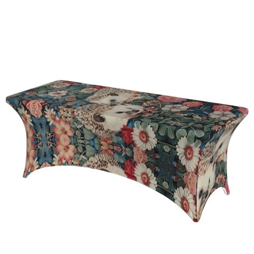 NBAGHPQ Rechteckige Tischdecke mit floralem Igel-Druck, Funktionalität und Stil, Tischdecke, abwischbar von NBAGHPQ