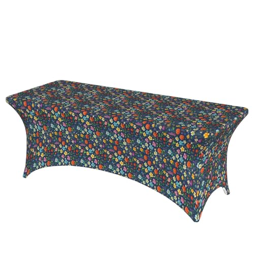 NBAGHPQ Rechteckige Tischdecke mit niedlichem Cartoon-Blumendruck, Funktionalität und Stil, Tischdecke, abwischbar von NBAGHPQ