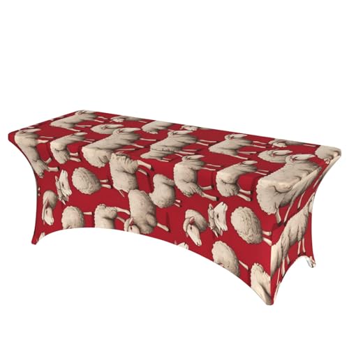NBAGHPQ Rechteckige Tischdecke mit rotem Schaf-Druck, Funktionalität und Stil, Tischdecke, abwischbar von NBAGHPQ