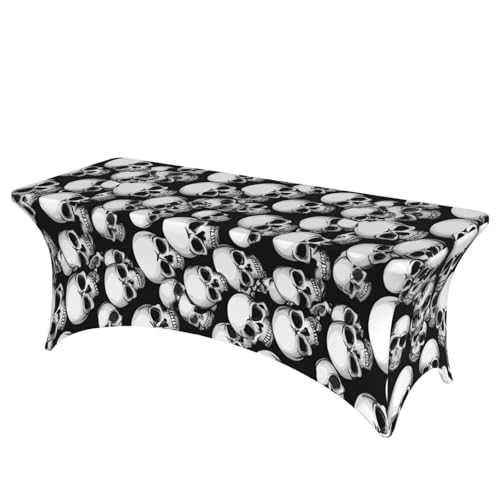 NBAGHPQ Rechteckige Tischdecke mit schwarz-weißem Totenkopf-Muster, Funktionalität und Stil, Tischdecke, abwischbar NBAGHPQ Rechteckige Tischdecke mit schwarz-weißem Totenkopf-Muster, Funktionalität und Stil, Tischdecke, abwischbar von NBAGHPQ