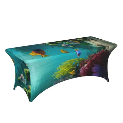 NBAGHPQ Rechteckige Tischdecke mit süßem blauen Fischdruck, Funktionalität und Stil, Tischdecke, abwischbar von NBAGHPQ