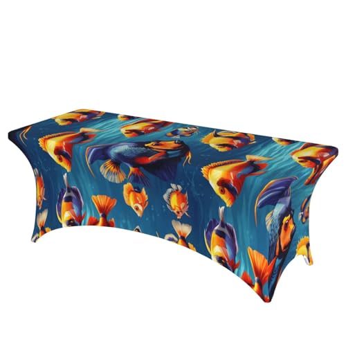 NBAGHPQ Rechteckige Tischdecke mit tropischen Fischen, Funktionalität und Stil, Tischdecke, abwischbar von NBAGHPQ