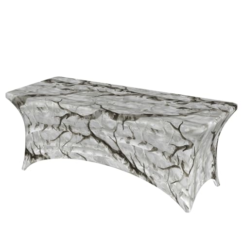 NBAGHPQ Rechteckige Tischdecke mit weißem Baum, Tarnmuster, Funktionalität und Stil, Tischdecke, abwischbar von NBAGHPQ
