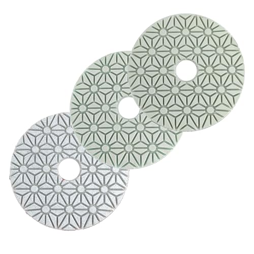 NBB Diamant-Polierpad nur 3 Schritte erforderlich zum Nass- und Trockenpolieren zur Schleifen Restaurierung Renovierung auf Marmor Granit Keramik Fliesen 100mm 4" mit Nylon-Rückseite (3,Mix Schritte) von NBB