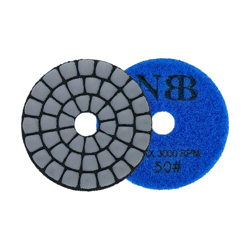 NBB Diamant-Polierpads, 50 mm, Diamant-Schleifscheibe, 50 mm, zum Trockenpolieren, Granit, Marmor, Granit, Keramik, mit Nylonrückseite (50#, 1) von NBB