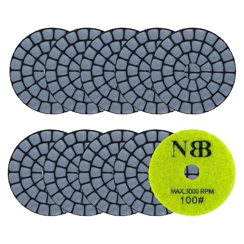 NBB Diamant-Polierpads, 50 mm, Diamantschleifscheibe, 50 mm, zum Trockenpolieren, Granit, Marmor, Granit, Keramik, mit Nylon-Rückseite, gute Verarbeitung (100#, 10) von NBB