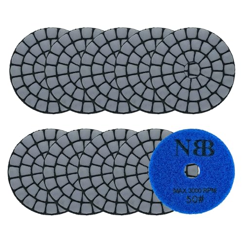 NBB Diamant-Polierpads, 50 mm, Diamantschleifscheibe, 50 mm, zum Trockenpolieren, Granit, Marmor, Granit, Keramik, mit Nylon-Rückseite, gute Verarbeitung (50#, 10) von NBB