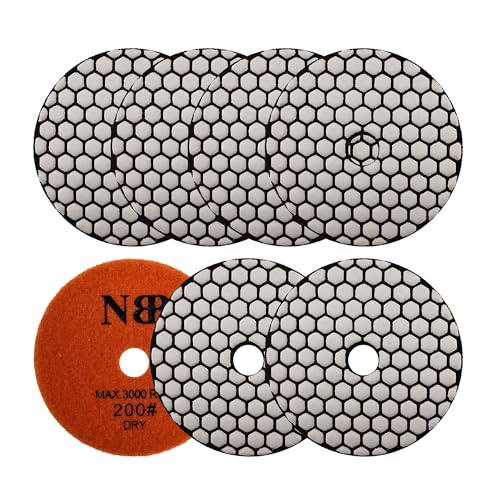 NBB Diamant-Polierpads 4" 100mm Diamant-Schleif-Renovierungsscheibe zur Trockenpolieren Renovierung schleifen von Granit Marmor Stein Keramik mit Nylon-Rückseite für ein gutes Finish (7,200# Trocken) von NBB