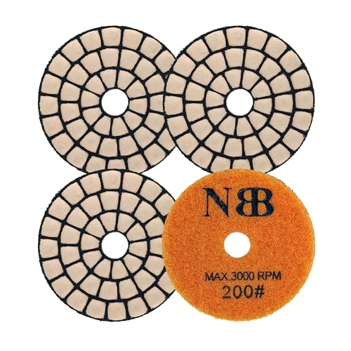 NBB Diamant-Polierscheiben, 5,1 cm (2 Zoll), 50 mm, Diamantschliff, zum Trockenpolieren, Granit, Marmor, Granit, Keramik, mit Nylon-Rückseite, gute Verarbeitung (200#, 4) von NBB