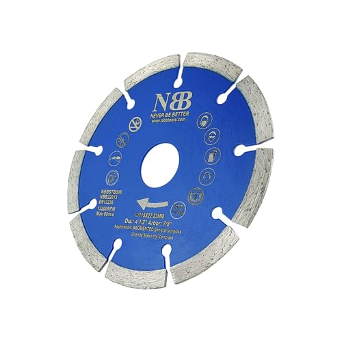NBB Diamant-Trennscheibe mit 8 mm Segment, langlebig, universelle Diamantscheibe, Trockenschnitt, Marmor, Granit, Keramikziegel, Beton, Stein für den allgemeinen Gebrauch (1,115 x 22,23 mm) von NBB