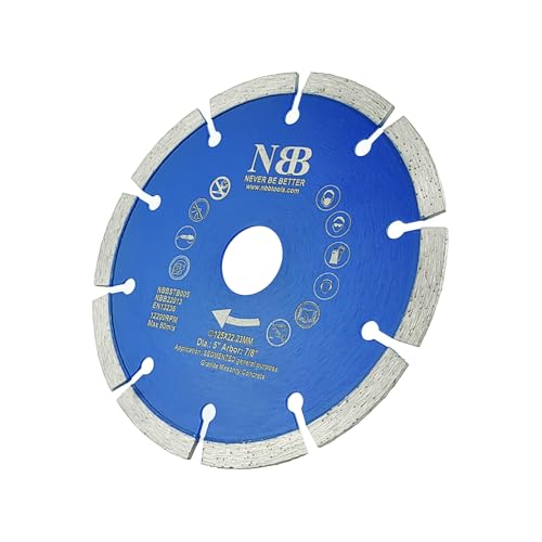 NBB Diamant-Trennscheibe mit 8 mm Segment, langlebig, universelle Diamantscheibe, Trockenschnitt, Marmor, Granit, Keramikziegel, Beton, Stein für den allgemeinen Gebrauch (1,125 x 22,23 mm) von NBB