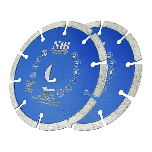NBB Diamant-Trennscheibe mit 8 mm Segment, langlebig, universelle Diamantscheibe, Trockenschnitt, Marmor, Granit, Keramikziegel, Beton, Stein für den allgemeinen Gebrauch (2,125 x 22,23 mm) von NBB