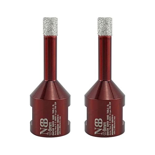 NBB Diamantbohrer, Diamantfräser mit M14, Diamantkrone zum Nass- und Trockenbohren in Hartporzellan, Keramik, Fliesen, Granit, Marmor, Fliesen für Winkelschleifer (2 Stück, 8 mm) von NBB
