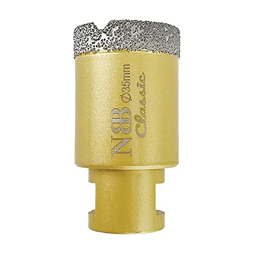 NBB vakuumgelötete Diamant lochsäge mit M14, Klassischer goldener Typ, zum Trocken- oder Nass bohren auf Porzellan, Keramik, Fliesen, Granit, Marmor, schnell, langlebig, für Winkelschleifer (1, 35mm) NBB vakuumgelötete Diamant lochsäge mit M14, Klassischer goldener Typ, zum Trocken- oder Nass bohren auf Porzellan, Keramik, Fliesen, Granit, Marmor, schnell, langlebig, für Winkelschleifer (1, 35mm) von NBB