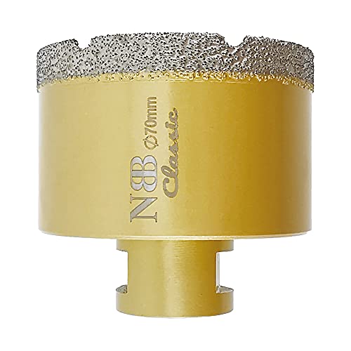 NBB vakuumgelötete Diamant lochsäge mit M14, Klassischer goldener Typ, zum Trocken- oder Nass bohren auf Porzellan, Keramik, Fliesen, Granit, Marmor, schnell, langlebig, für Winkelschleifer (1, 70mm) NBB vakuumgelötete Diamant lochsäge mit M14, Klassischer goldener Typ, zum Trocken- oder Nass bohren auf Porzellan, Keramik, Fliesen, Granit, Marmor, schnell, langlebig, für Winkelschleifer (1, 70mm) von NBB