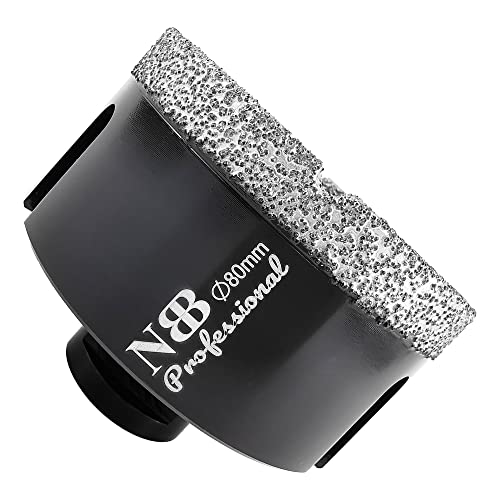 NBB vakuumgelötete Diamant lochsäge mit M14 zum professionellen Trocken- oder Nass bohren auf hartem Porzellan, Keramik, Fliesen, Granit, Marmor, schnell, langlebig, für Winkelschleifer (80mm) von NBB
