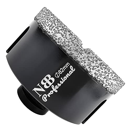 NBB vakuumgelötete Diamant lochsäge mit M14 zum professionellen Trocken- oder Nass bohren auf hartem Porzellan, Keramik, Fliesen, Granit, Marmor, schnell, langlebig, für Winkelschleifer (82mm) von NBB