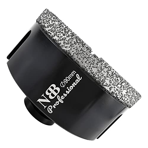 NBB vakuumgelötete Diamant lochsäge mit M14 zum professionellen Trocken- oder Nass bohren auf hartem Porzellan, Keramik, Fliesen, Granit, Marmor, schnell, langlebig, für Winkelschleifer (90mm) von NBB