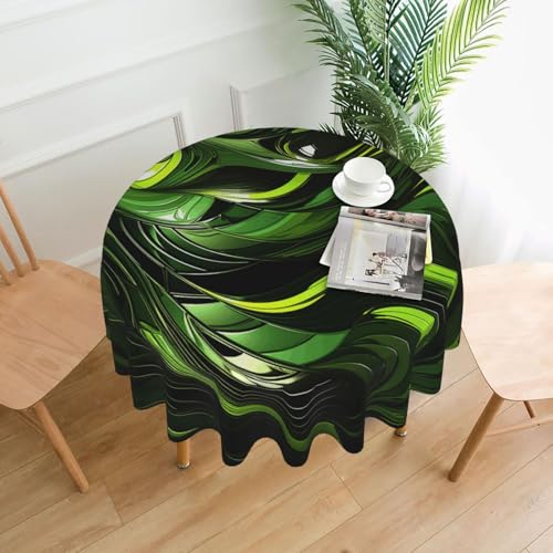 NBCCDVSH Runde Tischdecke, 152,4 cm, knitterfrei, Tischdecke für Küche, wasserdicht, abstrakte grüne Schlange, Tischdecke für Esszimmer, Tischschutz, Bauernhaus-Dekoration von NBCCDVSH