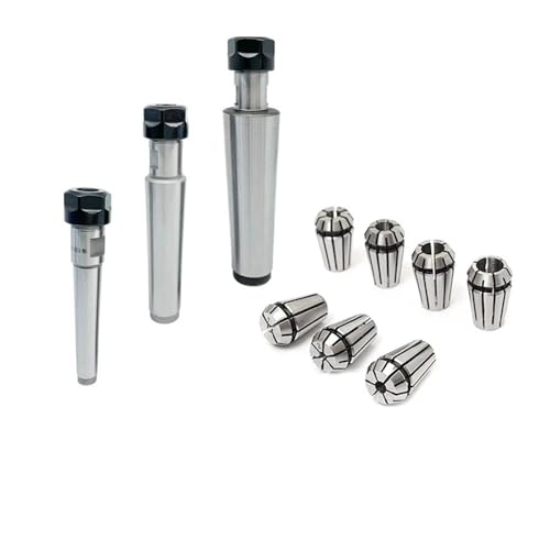 NBCNZCTSAS 1 Stück Morsekegel MT1 MT2 MT3 ER11 mit 7 Stück hochpräzisen ER11 1-7 MM Hartstahl-Federspannzange CNC-Werkzeughalterklemme(Black,MT3-ER11 7PCSER11) von NBCNZCTSAS