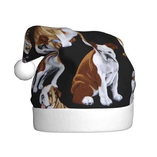 NBRIEU Weihnachtsmütze, Motiv: Englische Bulldoggen, Weihnachtsdekoration, Neujahrsparty-Zubehör und Geschenke NBRIEU Weihnachtsmütze, Motiv: Englische Bulldoggen, Weihnachtsdekoration, Neujahrsparty-Zubehör und Geschenke von NBRIEU