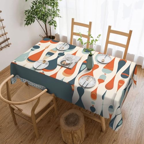 Mid Century Tischdecke, modern, Retro-Design, rechteckig, wasserdicht, schmutzabweisend, knitterfrei, dekorativ, wiederverwendbar, Polyester, Tischdecken für Hochzeit, Party, Bankett, 137 x 183 cm Mid Century Tischdecke, modern, Retro-Design, rechteckig, wasserdicht, schmutzabweisend, knitterfrei, dekorativ, wiederverwendbar, Polyester, Tischdecken für Hochzeit, Party, Bankett, 137 x 183 cm von NBSKSDLK