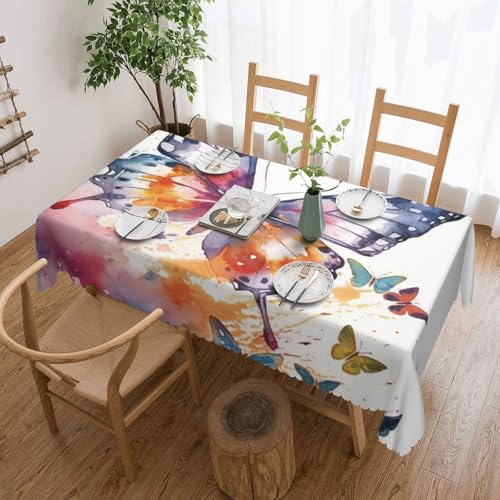 NBSKSDLK Aquarell-Tischdecke mit Schmetterlingen, rechteckig, wasserdicht, schmutzabweisend, knitterfrei, dekorativ, wiederverwendbar, Polyester-Tischdecken für Hochzeit, Party, Bankett, 137 x 183 cm NBSKSDLK Aquarell-Tischdecke mit Schmetterlingen, rechteckig, wasserdicht, schmutzabweisend, knitterfrei, dekorativ, wiederverwendbar, Polyester-Tischdecken für Hochzeit, Party, Bankett, 137 x 183 cm von NBSKSDLK