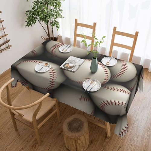 NBSKSDLK Baseball-Tischdecke, rechteckig, wasserdicht, schmutzabweisend, knitterfrei, dekorativ, wiederverwendbar, Polyester-Tischdecken für Hochzeit, Party, Bankett, 137 x 183 cm von NBSKSDLK
