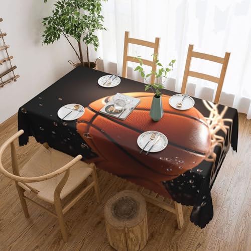 NBSKSDLK Basketball-Tischdecke, rechteckig, wasserdicht, schmutzabweisend, knitterfrei, dekorativ, wiederverwendbar, Polyester-Tischdecken für Hochzeit, Party, Bankett, 137 x 183 cm NBSKSDLK Basketball-Tischdecke, rechteckig, wasserdicht, schmutzabweisend, knitterfrei, dekorativ, wiederverwendbar, Polyester-Tischdecken für Hochzeit, Party, Bankett, 137 x 183 cm von NBSKSDLK