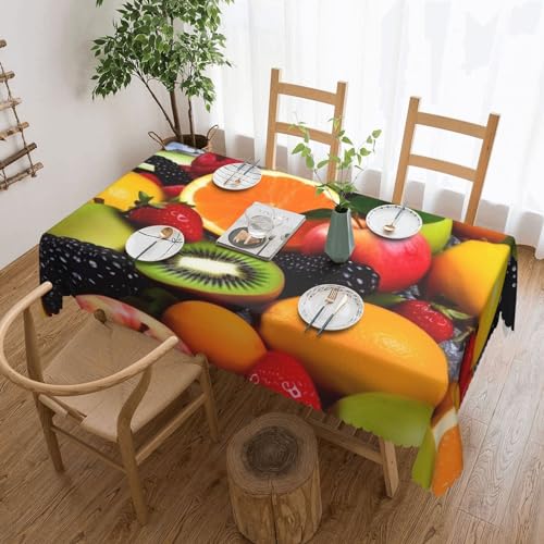 NBSKSDLK Bunte Obst-Tischdecke, rechteckig, wasserdicht, schmutzabweisend, knitterfrei, dekorativ, wiederverwendbar, Polyester-Tischdecken für Hochzeit, Party, Bankett, 137 x 183 cm NBSKSDLK Bunte Obst-Tischdecke, rechteckig, wasserdicht, schmutzabweisend, knitterfrei, dekorativ, wiederverwendbar, Polyester-Tischdecken für Hochzeit, Party, Bankett, 137 x 183 cm von NBSKSDLK