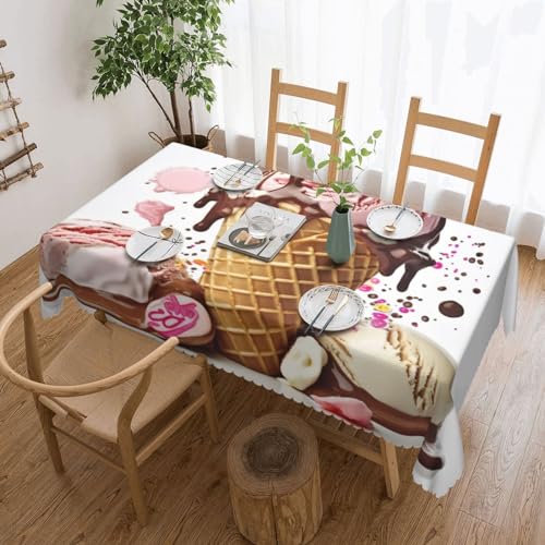 NBSKSDLK Eiscreme-Tischdecke, rechteckig, wasserdicht, schmutzabweisend, knitterfrei, dekorativ, wiederverwendbar, Polyester-Tischdecken für Hochzeit, Party, Bankett, 137 x 183 cm NBSKSDLK Eiscreme-Tischdecke, rechteckig, wasserdicht, schmutzabweisend, knitterfrei, dekorativ, wiederverwendbar, Polyester-Tischdecken für Hochzeit, Party, Bankett, 137 x 183 cm von NBSKSDLK
