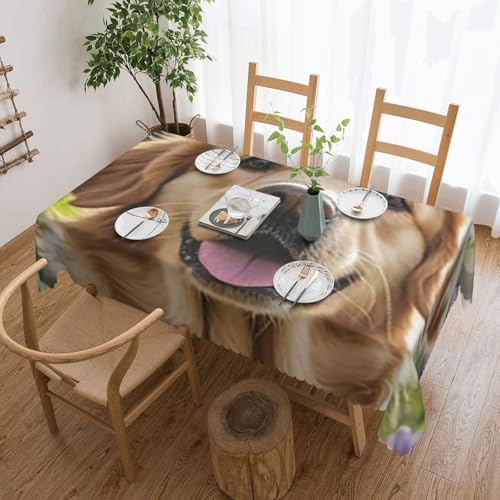 NBSKSDLK Golden Retriever Tischdecke, rechteckig, wasserdicht, schmutzabweisend, knitterfrei, dekorativ, wiederverwendbar, Polyester-Tischdecken für Hochzeit, Party, Bankett, 137 x 183 cm NBSKSDLK Golden Retriever Tischdecke, rechteckig, wasserdicht, schmutzabweisend, knitterfrei, dekorativ, wiederverwendbar, Polyester-Tischdecken für Hochzeit, Party, Bankett, 137 x 183 cm von NBSKSDLK