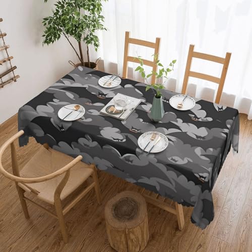 NBSKSDLK Halloween-Tischdecke mit Fledermäusen, rechteckig, wasserdicht, schmutzabweisend, knitterfrei, dekorativ, wiederverwendbar, Polyester-Tischdecken für Hochzeit, Party, Bankett, 137 x 183 cm NBSKSDLK Halloween-Tischdecke mit Fledermäusen, rechteckig, wasserdicht, schmutzabweisend, knitterfrei, dekorativ, wiederverwendbar, Polyester-Tischdecken für Hochzeit, Party, Bankett, 137 x 183 cm von NBSKSDLK