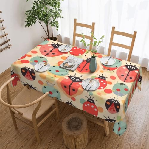 NBSKSDLK Marienkäfer-Tischdecke mit Cartoon-Muster, rechteckig, wasserdicht, schmutzabweisend, knitterfrei, dekorativ, wiederverwendbar, Polyester-Tischdecken für Hochzeit, Party, Bankett, 137 x 183 NBSKSDLK Marienkäfer-Tischdecke mit Cartoon-Muster, rechteckig, wasserdicht, schmutzabweisend, knitterfrei, dekorativ, wiederverwendbar, Polyester-Tischdecken für Hochzeit, Party, Bankett, 137 x 183 von NBSKSDLK