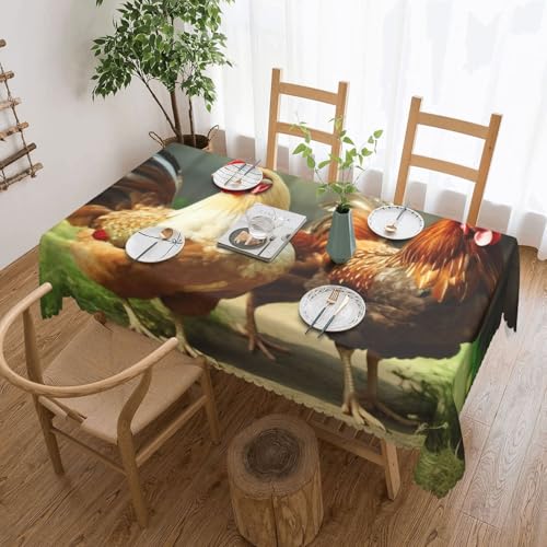 NBSKSDLK Rustikale Tischdecke mit Hühnern, rechteckig, wasserdicht, schmutzabweisend, knitterfrei, dekorativ, wiederverwendbar, Polyester-Tischdecken für Hochzeit, Party, Bankett, 137 x 183 cm NBSKSDLK Rustikale Tischdecke mit Hühnern, rechteckig, wasserdicht, schmutzabweisend, knitterfrei, dekorativ, wiederverwendbar, Polyester-Tischdecken für Hochzeit, Party, Bankett, 137 x 183 cm von NBSKSDLK