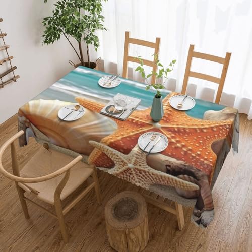 NBSKSDLK Seestern-Muschel-Tischdecke, rechteckig, wasserdicht, schmutzabweisend, knitterfrei, dekorativ, wiederverwendbar, Polyester-Tischdecken für Hochzeit, Party, Bankett, 137 x 183 cm NBSKSDLK Seestern-Muschel-Tischdecke, rechteckig, wasserdicht, schmutzabweisend, knitterfrei, dekorativ, wiederverwendbar, Polyester-Tischdecken für Hochzeit, Party, Bankett, 137 x 183 cm von NBSKSDLK
