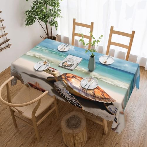 NBSKSDLK Tischdecke, Motiv: Meeresschildkröte, Seestern, rechteckig, wasserdicht, schmutzabweisend, knitterfrei, dekorativ, wiederverwendbar, Polyester-Tischdecken für Hochzeit, Party, Bankett, 137 x NBSKSDLK Tischdecke, Motiv: Meeresschildkröte, Seestern, rechteckig, wasserdicht, schmutzabweisend, knitterfrei, dekorativ, wiederverwendbar, Polyester-Tischdecken für Hochzeit, Party, Bankett, 137 x von NBSKSDLK