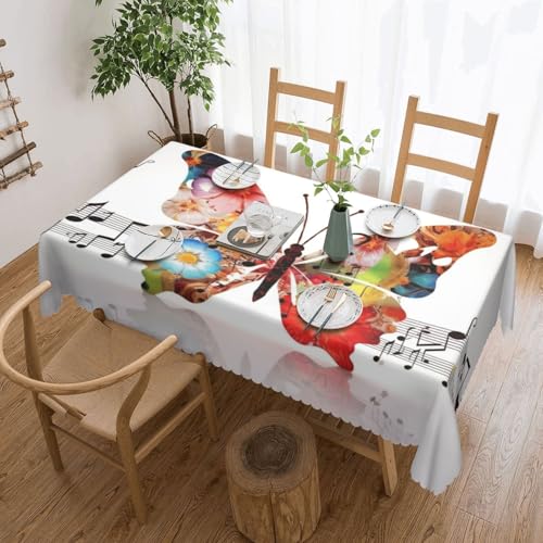 NBSKSDLK Tischdecke, Motiv: Musik-Schmetterling, rechteckig, wasserdicht, schmutzabweisend, knitterfrei, dekorativ, wiederverwendbar, Polyester-Tischdecken für Hochzeit, Party, Bankett, 137 x 183 cm NBSKSDLK Tischdecke, Motiv: Musik-Schmetterling, rechteckig, wasserdicht, schmutzabweisend, knitterfrei, dekorativ, wiederverwendbar, Polyester-Tischdecken für Hochzeit, Party, Bankett, 137 x 183 cm von NBSKSDLK